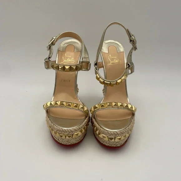 (SOLD) Christian Louboutin Cataclou 140 Nappa Silk Wedge's (1160975)- Size 40 EU - Picture 2 of 14